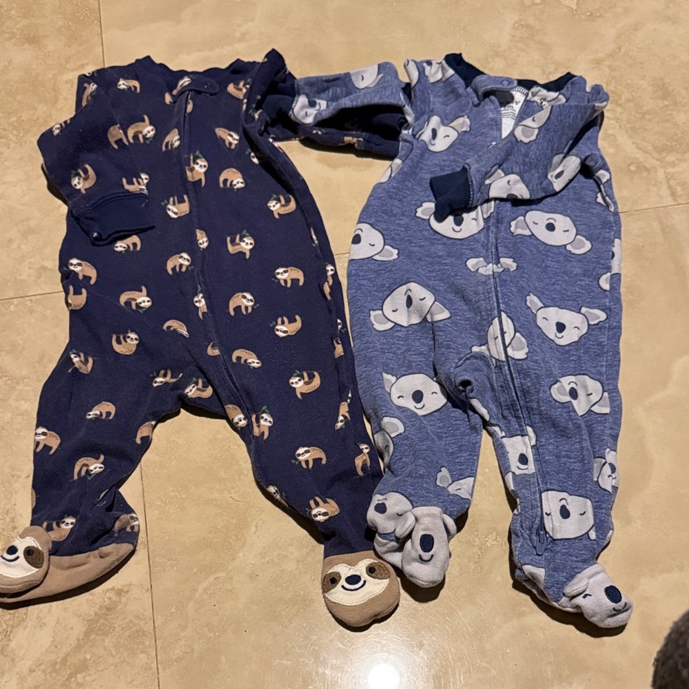 Carter's Navy and Blue Animal Print Footies